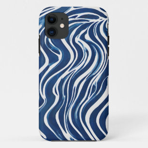 Funda Para iPhone 11 Patrón giratorio blanco azul 06