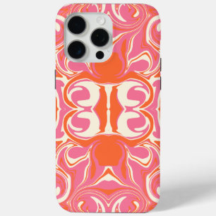 Funda Para iPhone 15 Pro Max Patrón giratorio en rosa, Naranja y crema