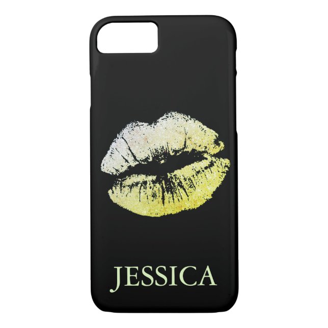 Funda De Case-Mate Para iPhone Patrón Girly de labios purpurinas (Reverso)