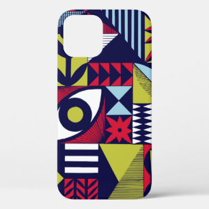 Funda Para iPhone 12 Patrón gráfico de estilo escandinavo o retro. Mano