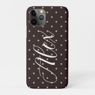 Funda Para iPhone 11 Pro Patrón Gráfico de Lunares Bohemios Marrones Clásic
