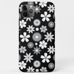 Funda Para iPhone 11 Pro Max Patrón grande monocromo de flor de estilo retro 70