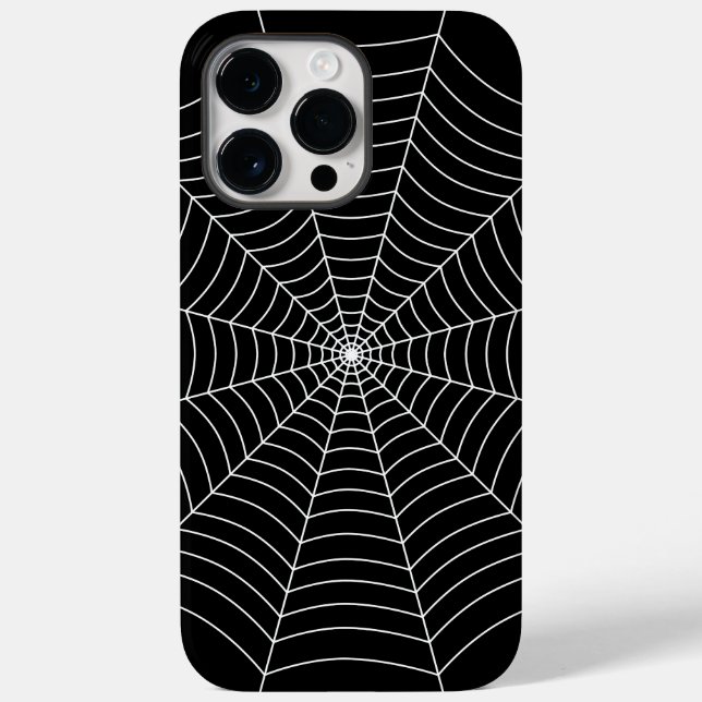 Funda De Case-Mate Para iPhone Patrón Halloween de telaraña blanca y negra (Reverso )