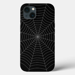 Funda Para iPhone 13 Patrón Halloween de telaraña gris negra