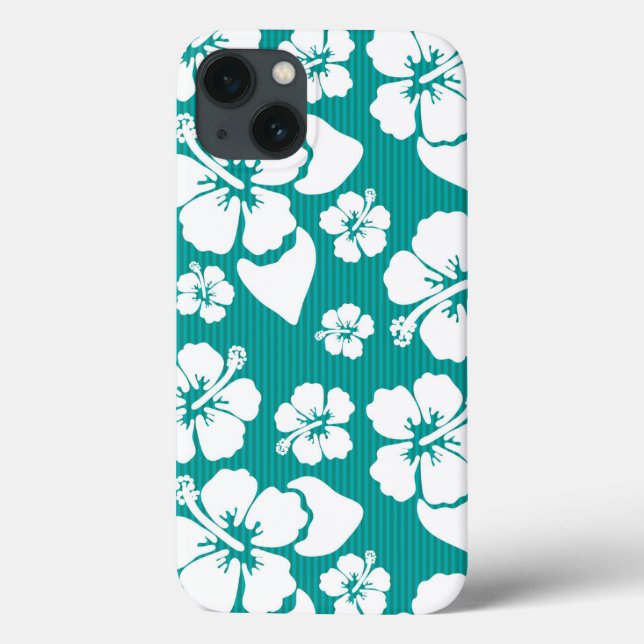 Funda De Case-Mate Para iPhone Patrón hawaiano de flores hibiscus (Reverso)