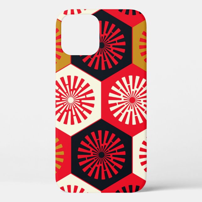 Funda De Case-Mate Para iPhone Patrón Hexagonal Floral de estilo asiático (Reverso )