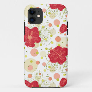 Funda Para iPhone 11 Patrón Hibiscus dibujado a mano