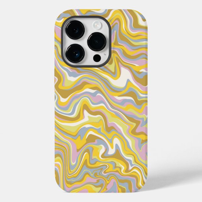 Funda De Case-Mate Para iPhone Patrón Hippie 70 Green Marble Liquid Swirl Boho (Reverso )