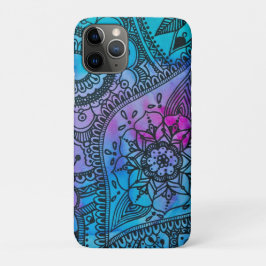 Funda Para iPhone 11 Pro Patrón Hippie Floral - Azul Por Megaflora