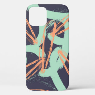 Funda Para iPhone 12 Patrón hipster de pincel dibujado a mano. Goma ele