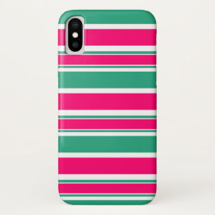 Funda Para iPhone X Patrón horizontal rayado rojo-verde