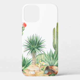 Funda Para iPhone 12 Patrón horizontal sin soldadura con cactus en flor