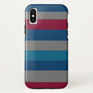 Funda Para iPhone X patrón horizontalmente moderno de líneas de Burdeo