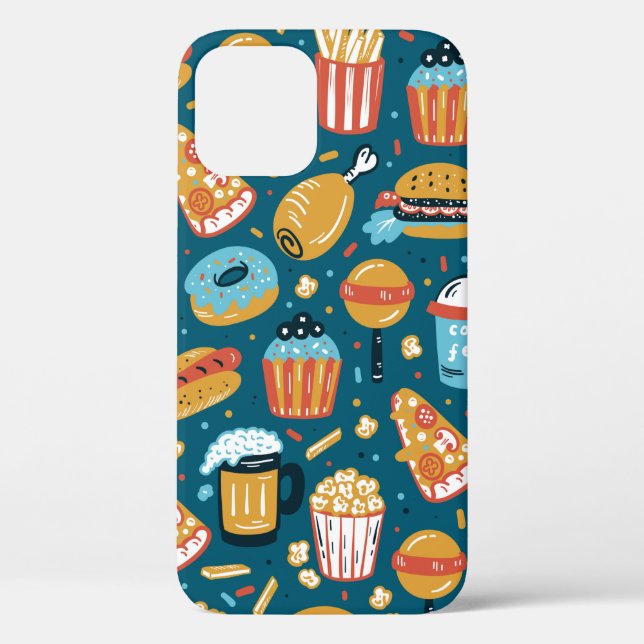 Funda De Case-Mate Para iPhone patrón incomparable de Iconos de comida rápida. Re (Reverso )