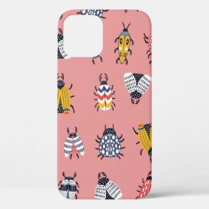 Funda Para iPhone 12 Patrón infantil sin problemas con insectos y escar