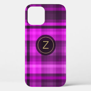 Funda Para iPhone 12 Pro Patrón inicial de la chica rosada caliente Madras