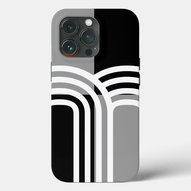 Funda De Case-Mate Para iPhone Patrón inicial de monotono blanco negro moderno (Reverso )