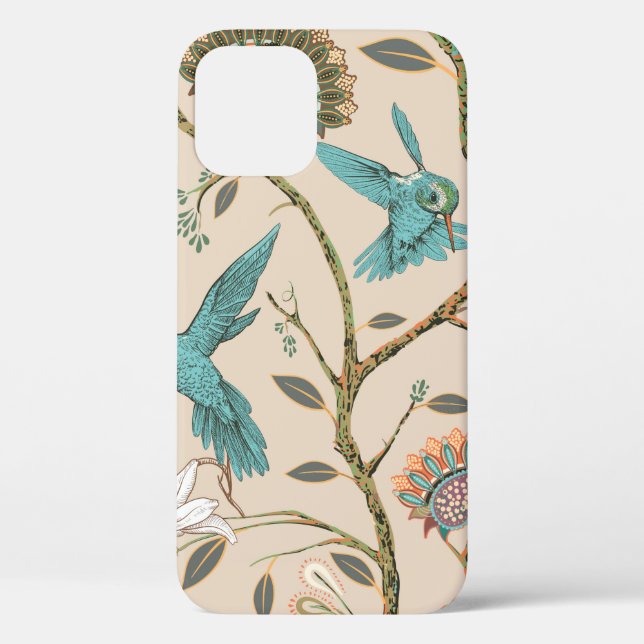 Funda De Case-Mate Para iPhone Patrón ininterrumpido beige con flores estilizadas (Reverso )