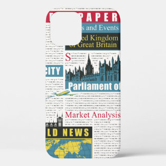 Funda Para iPhone 12 patrón ininterrumpido con periódicos del Reino Un