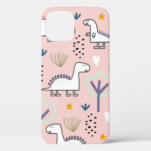 Funda Para iPhone 12 Patrón ininterrumpido de dinosaurio, ilustracion
