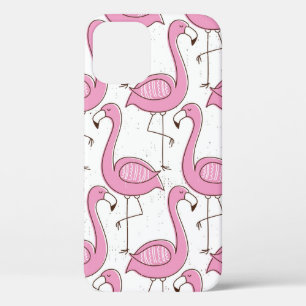 Funda Para iPhone 12 Patrón ininterrumpido de flamencos, diseño exótico