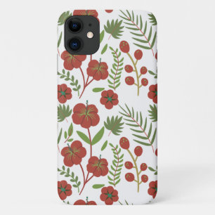 Funda Para iPhone 11 Patrón ininterrumpido de flores rojas sobre fondo
