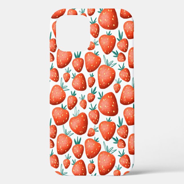 Funda De Case-Mate Para iPhone Patrón ininterrumpido de fresas rojas (Reverso )