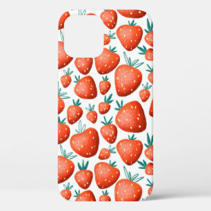 Funda Para iPhone 12 Patrón ininterrumpido de fresas rojas