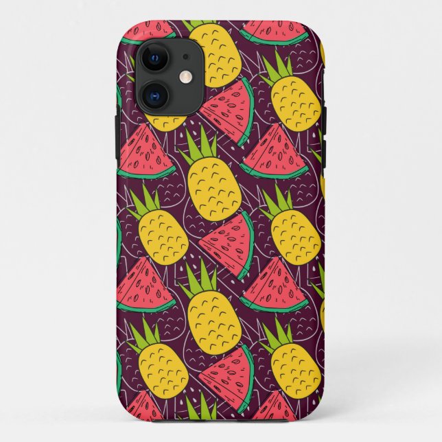 Funda De Case-Mate Para iPhone Patrón ininterrumpido de frutas | Patrón de superf (Reverso)