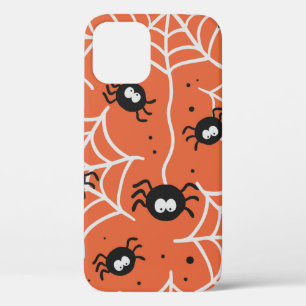 Funda Para iPhone 12 Patrón ininterrumpido de Halloween con arañas y te