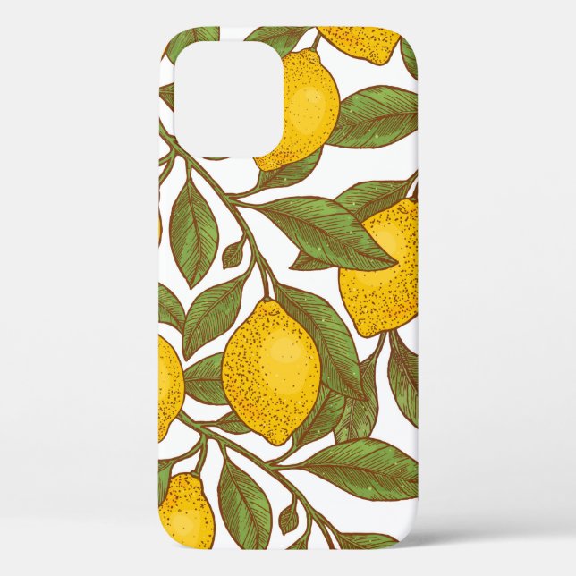 Funda De Case-Mate Para iPhone Patrón ininterrumpido de limón botánico (Reverso )