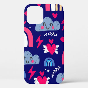 Funda Para iPhone 12 Patrón ininterrumpido de los niños, arco iris, nub