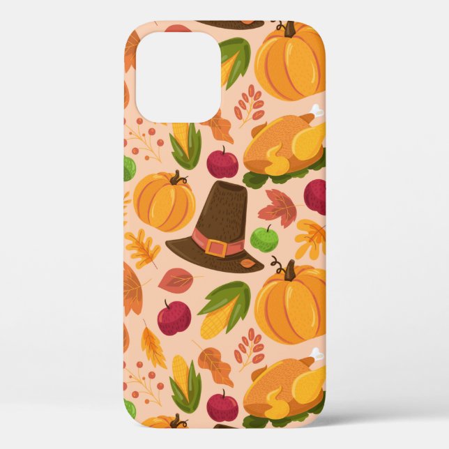 Funda De Case-Mate Para iPhone Patrón ininterrumpido de otoño, textura personaliz (Reverso )