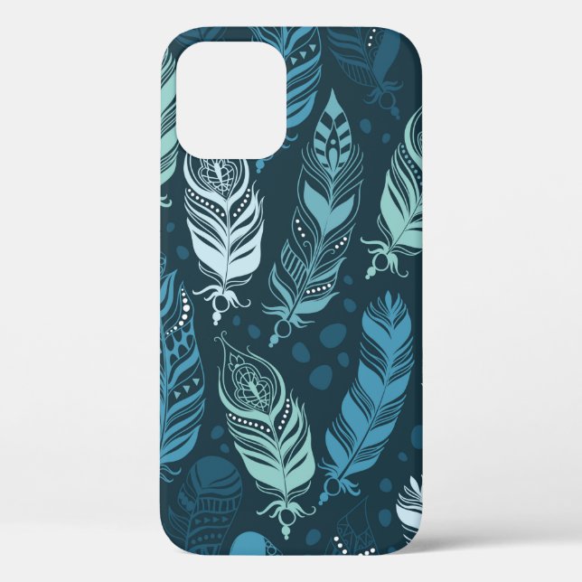 Funda De Case-Mate Para iPhone Patrón ininterrumpido de plumas étnicas (Reverso )