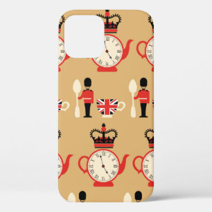 Funda Para iPhone 12 patrón ininterrumpido de tiempo de té en inglés
