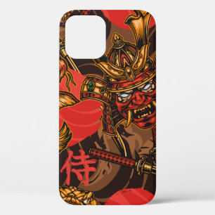 Funda Para iPhone 12 Patrón ininterrumpido del estilo japonés con samur