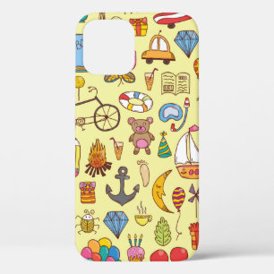 Funda Para iPhone 12 patrón ininterrumpido dibujado a mano con doodle k