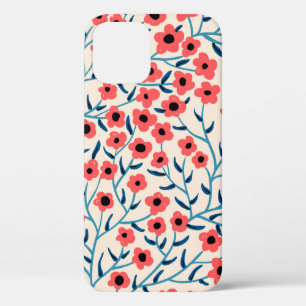 Funda Para iPhone 12 patrón ininterrumpido floral vintage con sangre ab