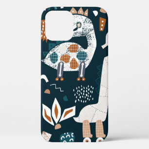 Funda Para iPhone 12 Patrón ininterrumpido infantil con dinosaurio dibu