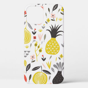 Funda Para iPhone 12 patrón ininterrumpido vintage con frutas, flores y