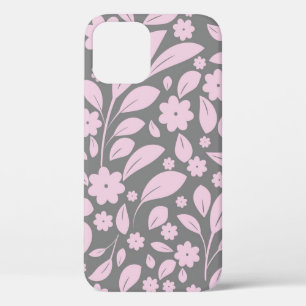 Funda Para iPhone 12 Patrón inmaculado con flores rosadas y pulga
