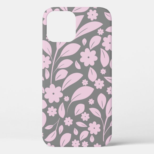 Funda De Case-Mate Para iPhone Patrón inmaculado con flores rosadas y pulga (Reverso )