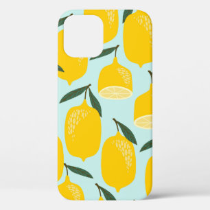 Funda Para iPhone 12 Patrón inmaculado con limones. Mano de moda