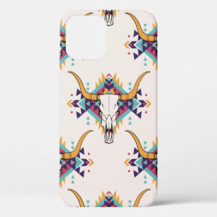 Funda Para iPhone 12 patrón inmaculado de tribal vintage con cráneo tor