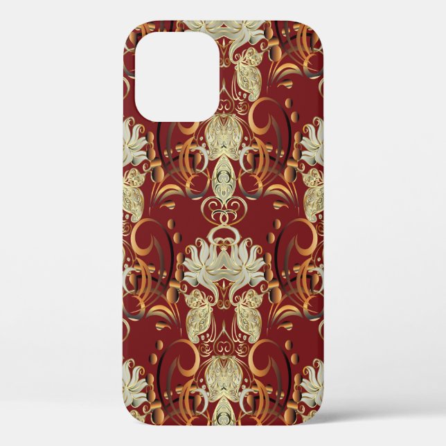 Funda De Case-Mate Para iPhone Patrón inmaculado. Papel ornamentado con flores. (Reverso )