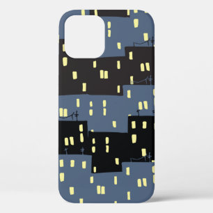 Funda Para iPhone 12 Patrón insensible con una ciudad de noche.