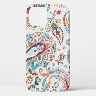 Funda Para iPhone 12 Patrón Jacobean sin fisuras. Fondo de las flores,