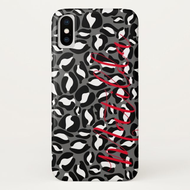 Funda De Case-Mate Para iPhone Patrón jaguar Imprimir nombre personalizado blanco (Reverso)