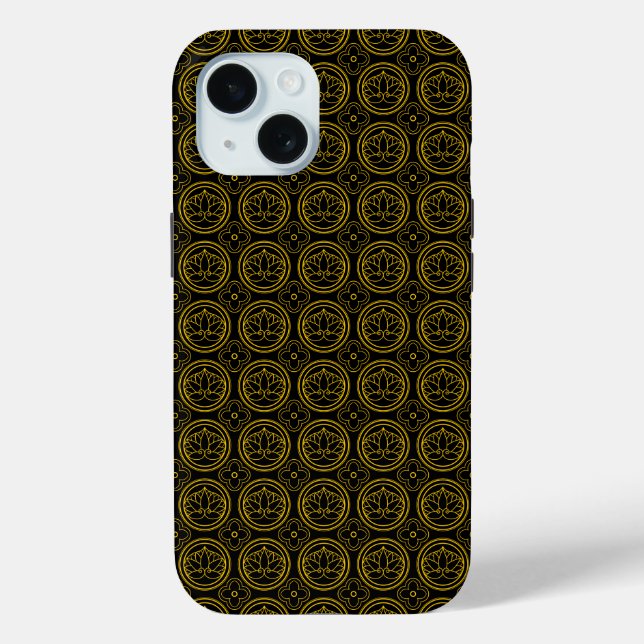 Funda De Case-Mate Para iPhone Patrón japonés de oro y negro (Reverso )