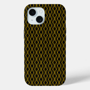 Funda Para iPhone 15 Patrón japonés de oro y negro
